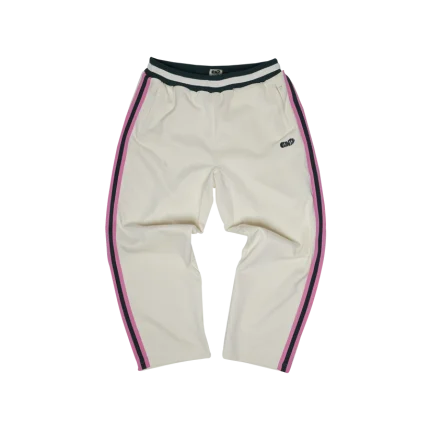 Clints Athletic Dotted Poly Track- Ivory/Pink Pant