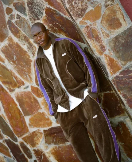 Clints Velour track pant – Brown/Purple
