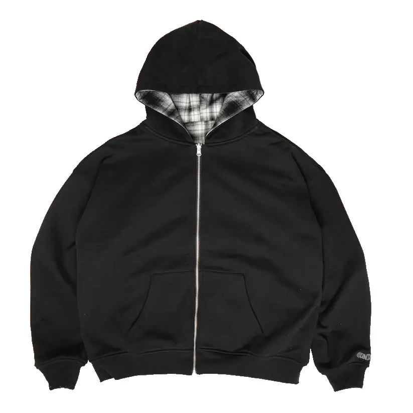 Clints Reversible Plaid Hoodie – Black/White