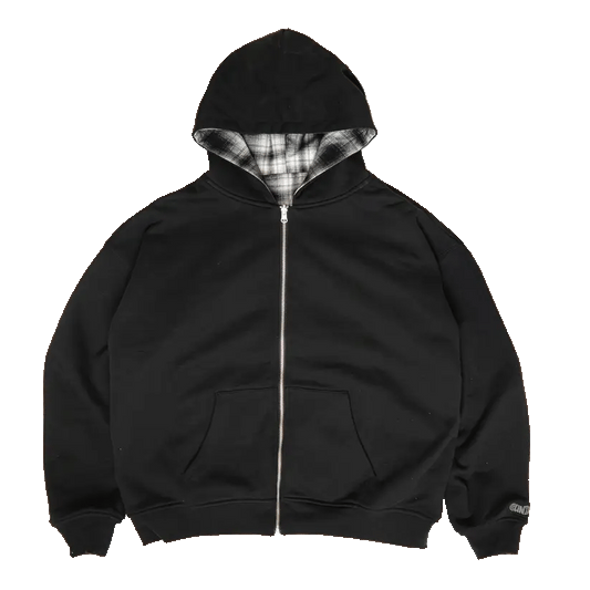 Clints Reversible Plaid Hoodie – Black/White