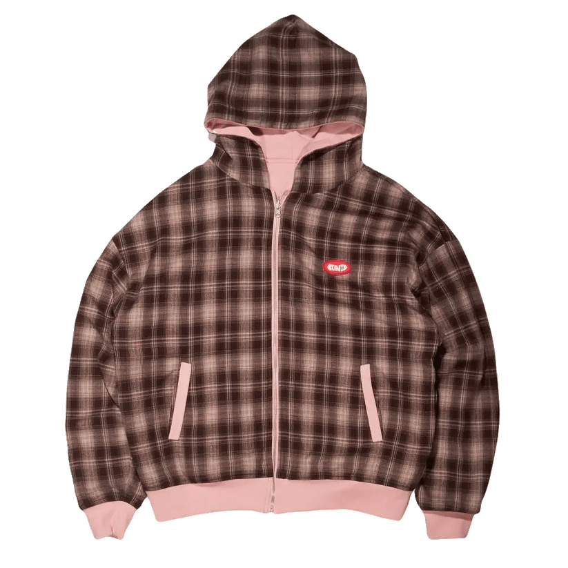 Clints Reversible Plaid Hoodie – Pink/Brown