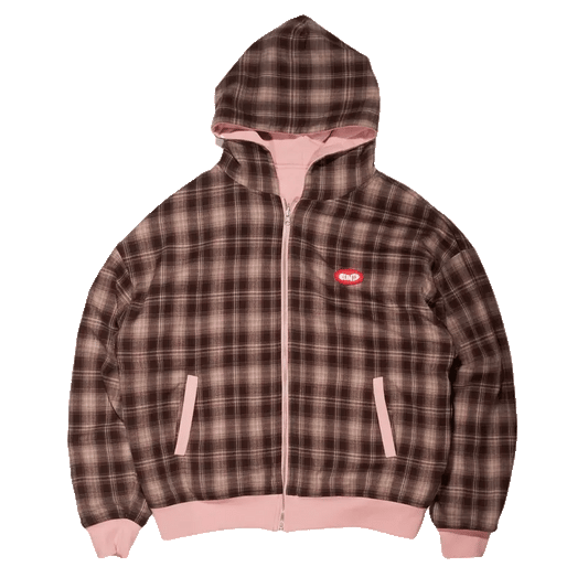 Clints Reversible Plaid Hoodie – Pink/Brown
