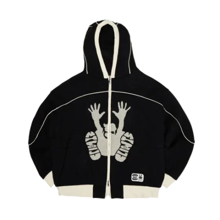 Clints Contrast Stencil Hoodie – Black/Beige
