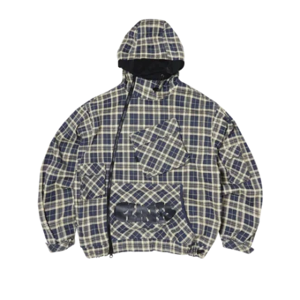 Clints Hooded Plaid Jacket – Blue/White
